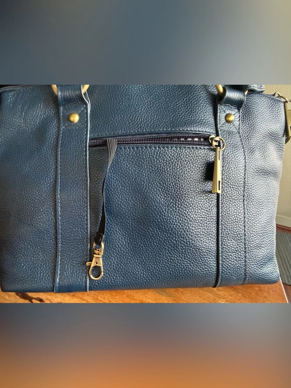 SHUTTER bag Heirloom Navy Blue Pebbled Leather Camera Bag (read)